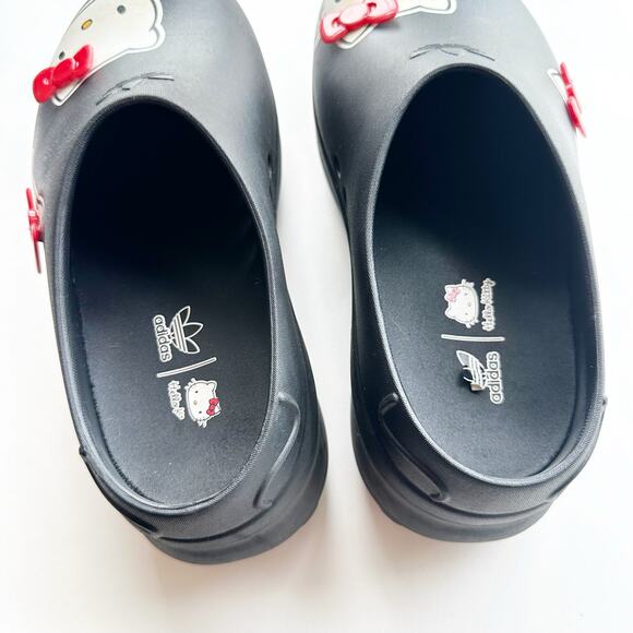 Adidas Size 7 Hello Kitty Clogs Black Red Bow Sanrio Collab Slip On Shoes - Picture 4 of 9